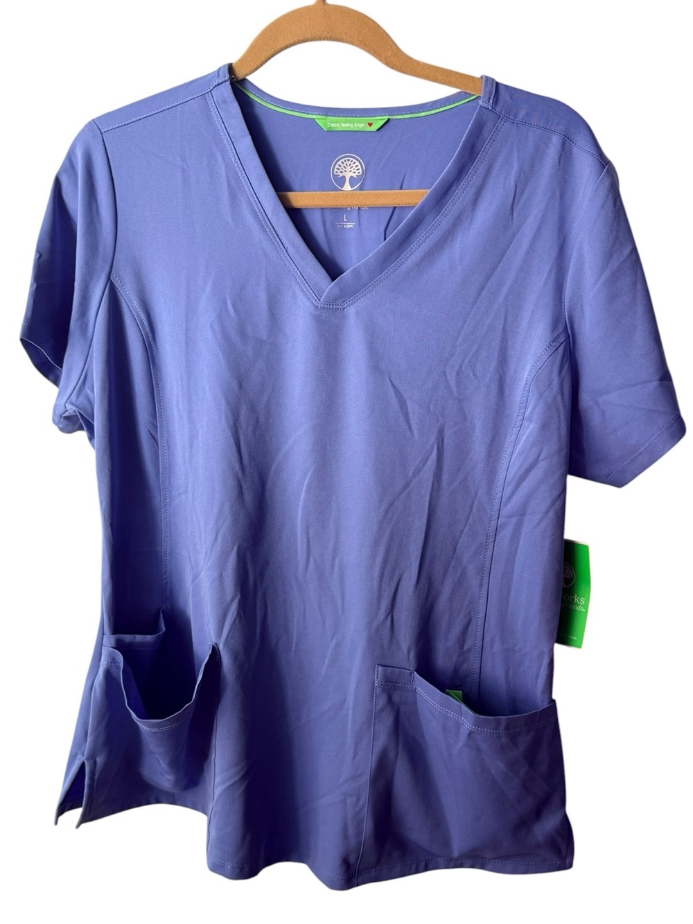 Women’s HHWorks Ceil Blue Monica Scrub Top Large NWT